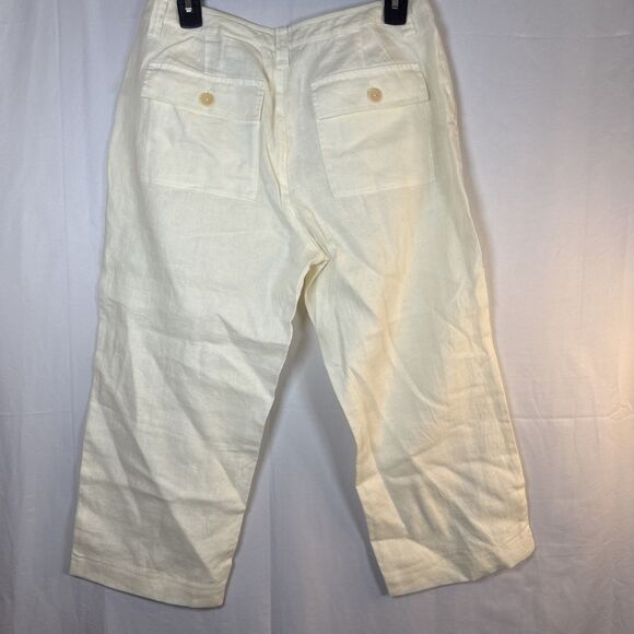 Women’s Eddie Bauer Cream Wide Leg Linen Capri Pants Size 8 Petite NWOT - Picture 8 of 14